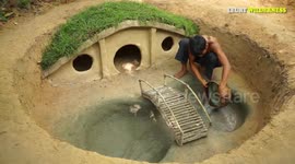 YouTuber builds underground 'hobbit house' fitted with pond for wild crocodiles