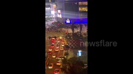 Fans celebrate Lakers' NBA Finals win outside Staples Center in Los Angeles