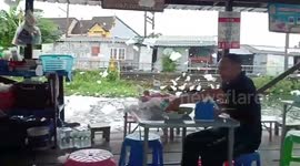 Revolting moment foam from drain engulfs diners at restaurant in Thailand