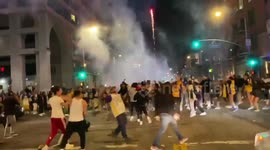 #downtownLA still going hard after the lakers 17th ring. Heavy police presence.—#lakers #LosAngeles https://t.co/bS17LSCtdF