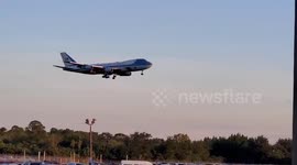 President Trump Aboard Air Force One Arrives In Florida For Campaign Rally