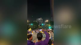 Lakers fans celebrate basketball team's win