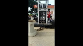 In petrol bunk the petrol comes from the underground storage through machines