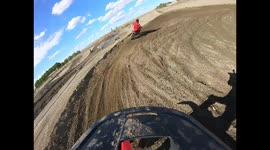 Dirt Biking Close call, Guy Missed The Corner And Went To The Other Side Of The Track
