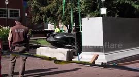 Roosevelt and Lincoln statues toppled by protesters In Portland