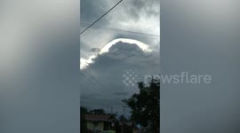 Bright 'fire rainbow' forms in clouds in Indonesia