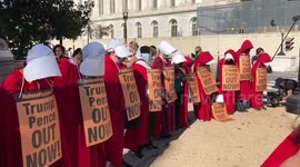 Handmaid’s Tale protesters gather outside Supreme Court to oppose Amy Coney Barrett confirmation