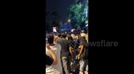 Thailand: Bangkok Protests – Demonstrators Push Out Crowd Control Vehicle In Ratchaprasong 2