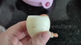 Rare seen boiled egg looks like a volcanic crater
