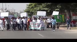 Opposition party workers protest against agricultural laws passed by Indian government