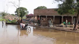 Flooded River Nile displace locals in Obongi district in Uganda