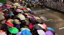 Police Fire Water Cannon At Protesters In Bangkok, Thailand