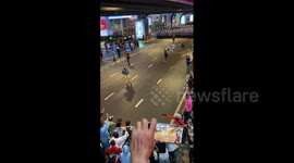 Thailand: Tense Moment Thai Police Squadron Advanced Toward Protesters Behind Barricades In Pathum Wan