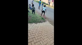 Lil man joining soccer with the boys taking it on the street