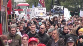Thousands of anti-mask protesters march on London calling for lockdown end hours after capital’s Tier 2 restrictions
