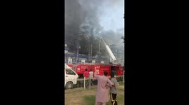 Fire in largest electronics market of Lahore Pakistan, jas burnt 76 shops and thousand dollars financial losses of shop owners