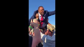 Democrat representative crowd surfs at Donald Trump rally in Georgia