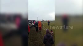 Shocking video shows moment African politician cheated death - when his helicopter crashed just seconds after taking off