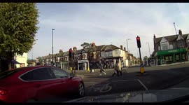 Cyclist running red light (edit)
