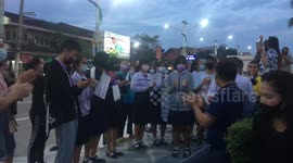 Anti-government protesters rally on beach in Pattaya, Thailand