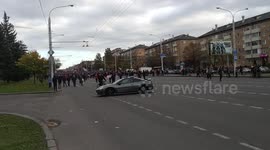 Tens of thousands march in Belarus despite police threat to fire