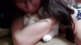 Kiss two cats at once