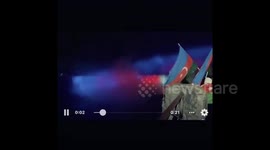 Canada: Niagara Falls Light Up In Azerbaijan Flag Color