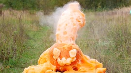 This is what elephant toothpaste bursting out of a pumpkin looks like