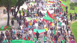 Indigenous Colombians protest in Bogota demanding audience with country's president