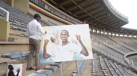 Ugandan artist paints world long distance runner Joshua Cheptegei