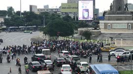 Small crowd of demonstrators rally in Bangkok as anti-government protests continue