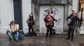 Buskers on the Streets of Galway 1 day before lockdown.