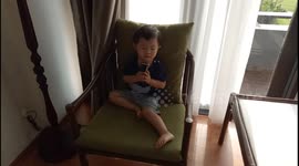 Adorable toddler shaves his 'beard and mustache'
