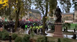 Protesters gather in Parliament Square in solidarity with the EndSARS protesters in Nigeria