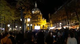 Parisians watch televised memorial service for beheaded teacher outside Sorbonne university