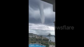 Huge waterspout appears off coast of Greece