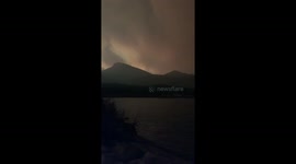 Ash falling from the sky as East Troublesome Fire Flares Up in the Distance