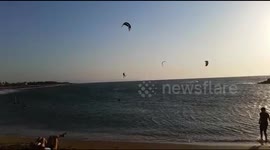 Windsurfing on the beach in Israel