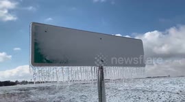 Amazing icicles as record breaking October cold weather continues across upper Midwest