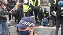 Eighteen arrested after clashes with police at London anti-lockdown protest