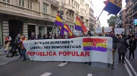 Manifestacion por la tercera republica española en Madrid, España