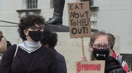 Protesters in London demand free school meals for kids after Parliament votes against extension