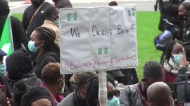 Nigerians in London protested police brutality in their country