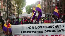 Manifestacion por la tercera republica española en Madrid, España