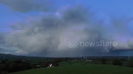 Storm Cell With Hail Stones  At Dusk