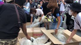 Thai demonstrators use 'Hong Kong tactic' and hand out helmets before protest