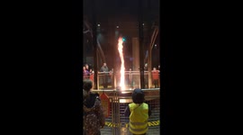 Fire tornado demonstration at Yorkshire museum