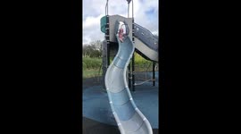 Excited Toddler Slide Fail