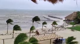 Strong winds as Hurricane Zeta hits Mexico's Yucatan Peninsula as Category 1