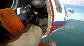 Helicopter used to rescue fishermen suffering from ammonia poisoning in China